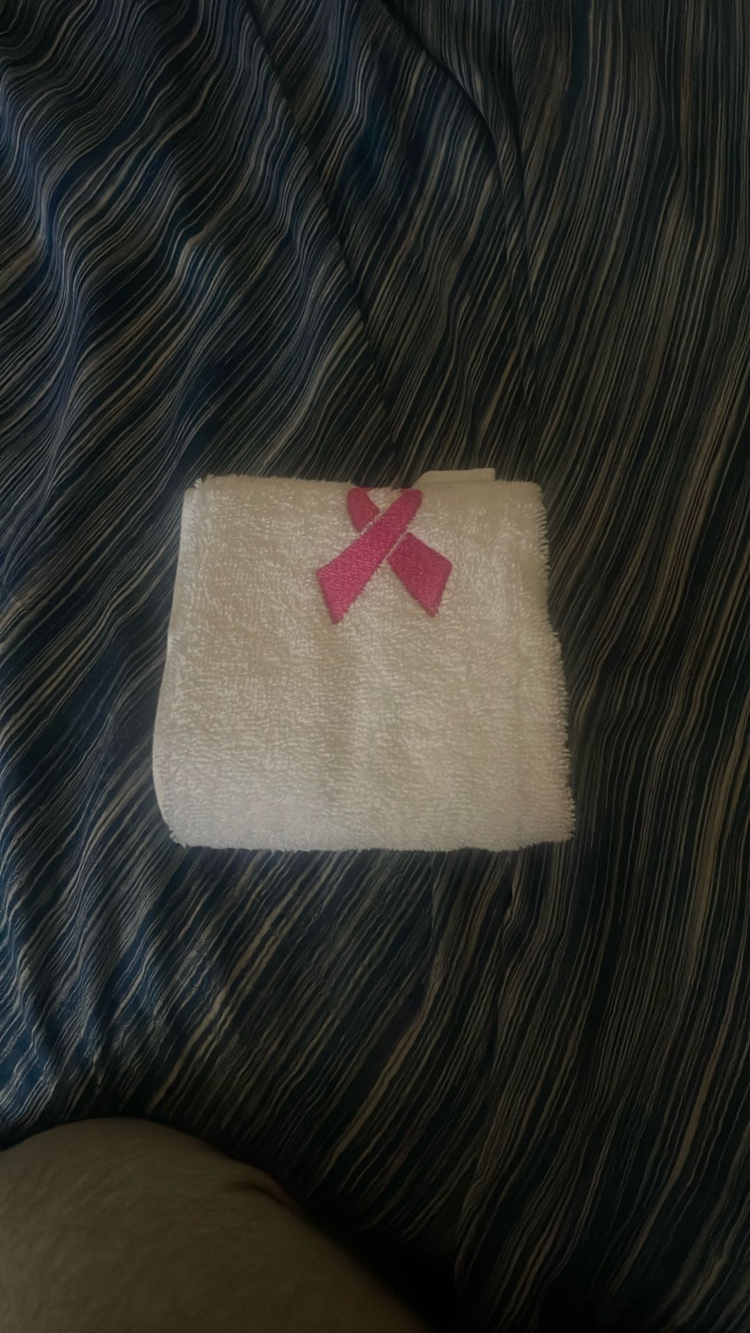Pink ribbon football towel