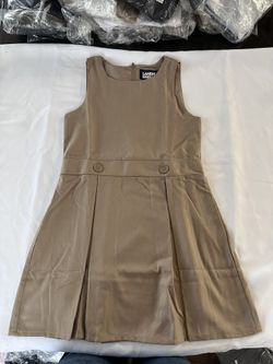 Lands End Girls Jumper Top of Knee, Size 8, Khaki,