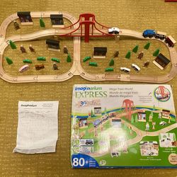Imaginarium Express Mega Train World, Large Wooden Train Rail Set 80 Pcs