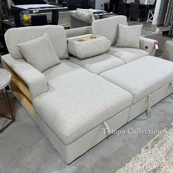 NEW!! Sleeper Sectional with Storage Shelves and USB, SKU109630BE