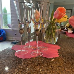 Godinger Trumpet Champagne Flutes - 4 - New! 
