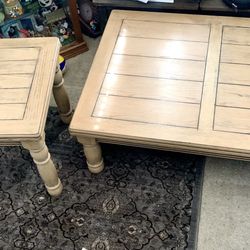 Coffe Table And End Table- Oak Wood And Have Been Refinish.  
