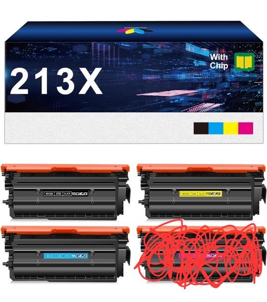 213X Toner Cartridge Replacements, Black, Cyan, Yellow 