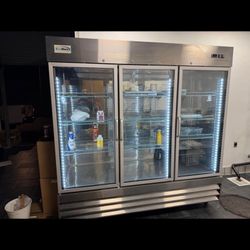 Commercial 3-Glass Door Reach In Refrigerator in Stainless Steel