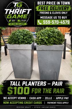 Tall Gray Tapered Planters – Set of 2 FREE DELIVERY 🚚