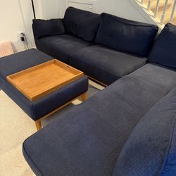 Blue Fabric Sectional 2pc. 113”