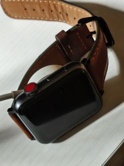 Apple Watch with Brown Leather Band