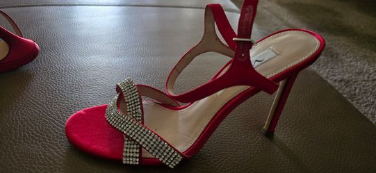 Red Satin Sandals Sz 7.5 - 8M