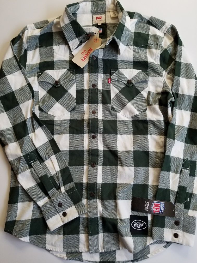 Levi's New York Jets Men's S Western Button-Up Long Sleeve Shirt