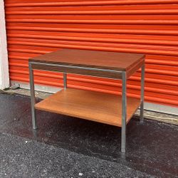 Mid-Century Modern Industrial Wood & Metal Side Table