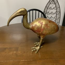 Vintage Ibis Statue, made from Wood and Brass by Sarreid Ltd. Made In Italy