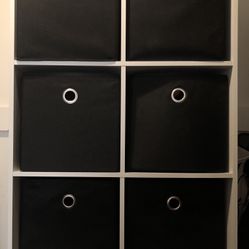 6 Cube Storage Shelf With 6 Black Cubbies