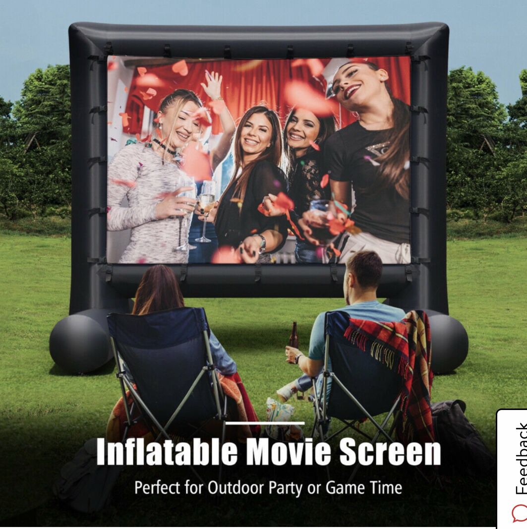 14FT Inflatable Movie Screen Projection Portable Outdoor Home Theater W/Blower