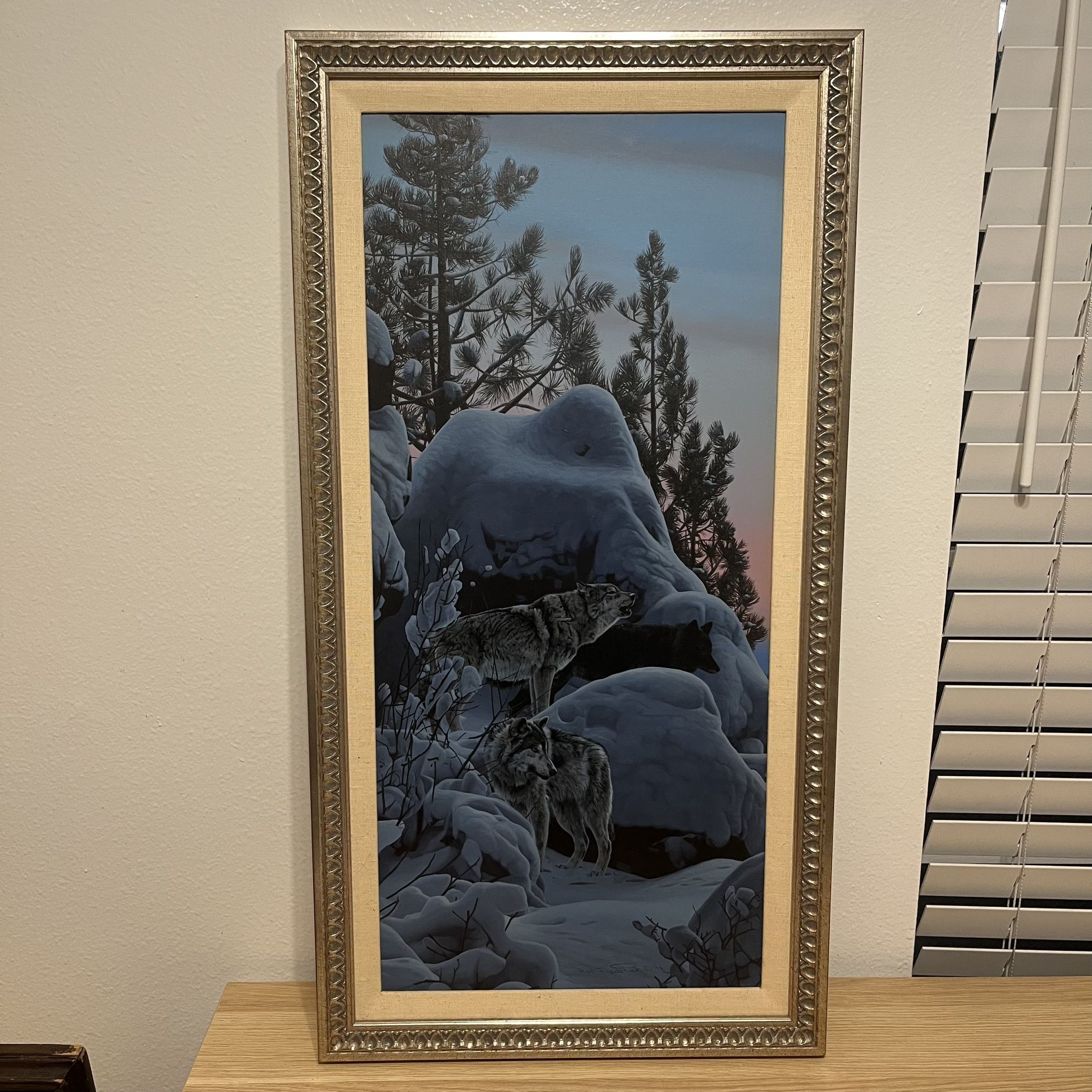 Original Rod Frederick Oil Painting - Wildlife Animal Wolf Scene