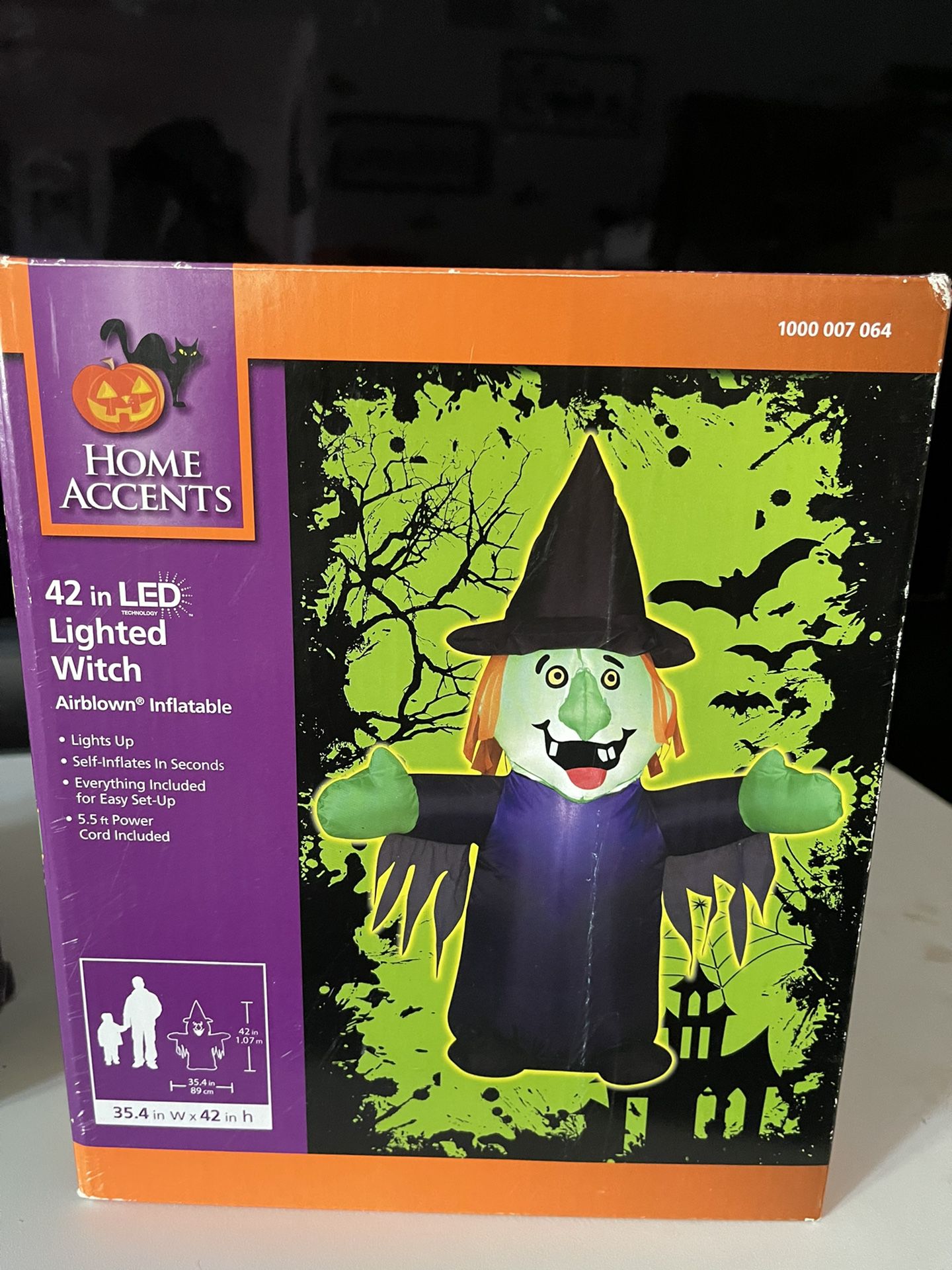 New 42” LED Lighted Witch 🧙‍♀️ Airblown Inflatable Light Up 