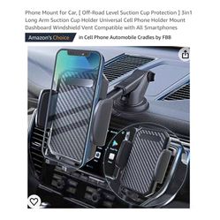 Brand new Phone Mount for Car, [ Off-Road Level Suction Cup Protection ] 3in1 Long Arm Suction Cup Holder Universal Cell Phone Holder Mount Dashboard 