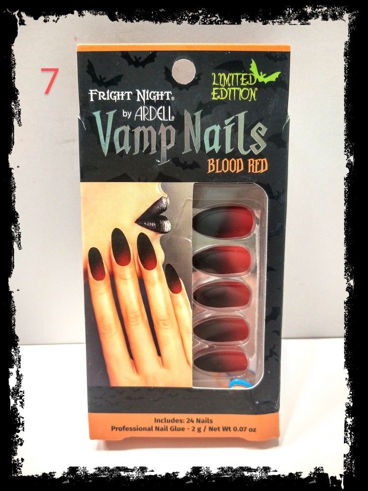 ☠️🩸 Fright Night - Blood Red 🩸☠️ Black & Red ~ Limited Edition ~ Vamp Nails *NIB*
