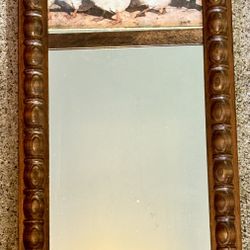 Cottage Core Wooden Framed Mirror Featuring A Duck Scene 