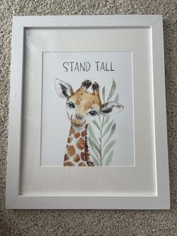 Wall Printing Decor For Nursery With White Frame