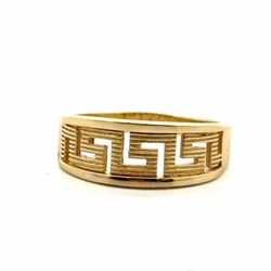 Woman’s Ladies 14k Yellow Gold Greek Key Band Ring Size 7.5 GP3120156