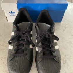 New Men’s Adidas Black Superstar Foundation Shoes Size 10 1/2