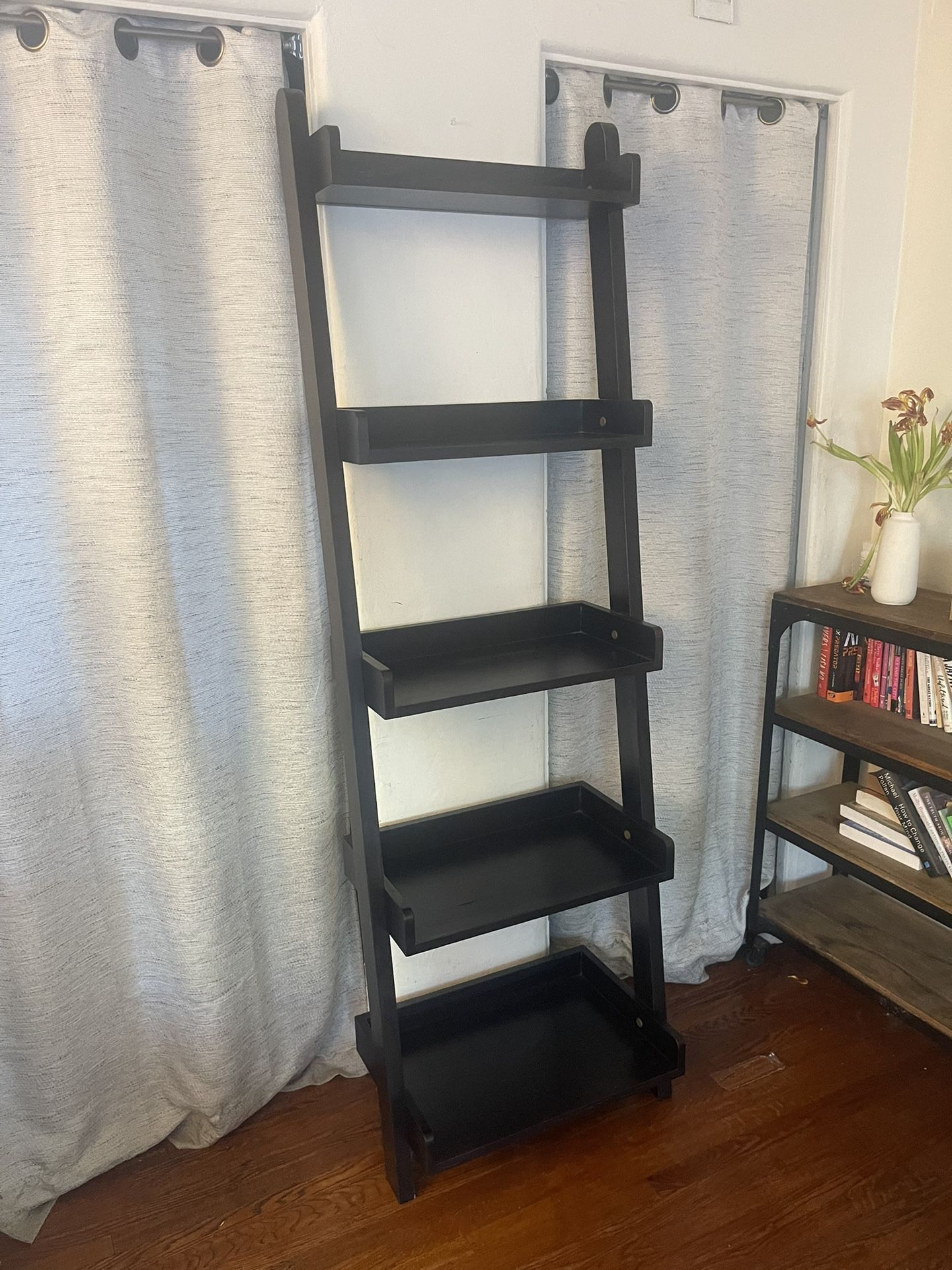 Tall Black Ladder Shelf / Bookcase / Bookshelf
