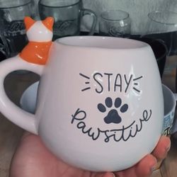 “Stay Pawsitive” Corgi Mug – Cute Ceramic Pet Lover Coffee Cup