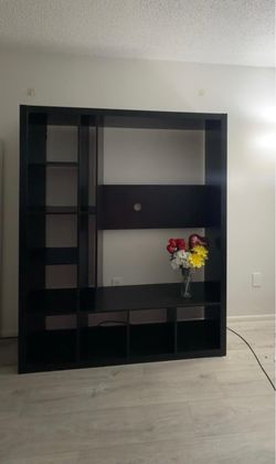 Large Black Entertainment Center Wall Unit