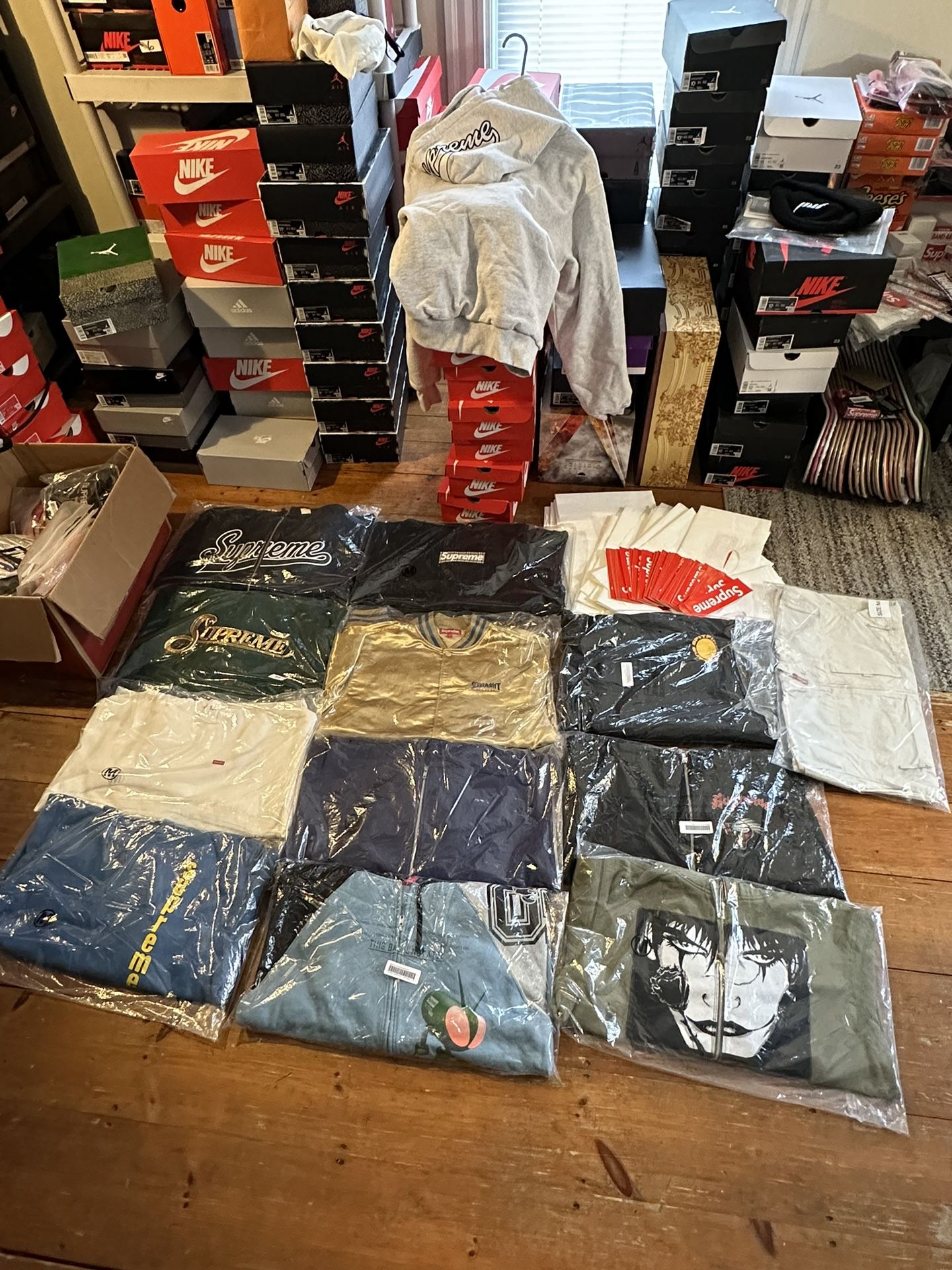 Supreme Hoodies, Jackets, Sweaters, ETC… Brand New! Burberry, Thrashers, spitfire & more collabs!