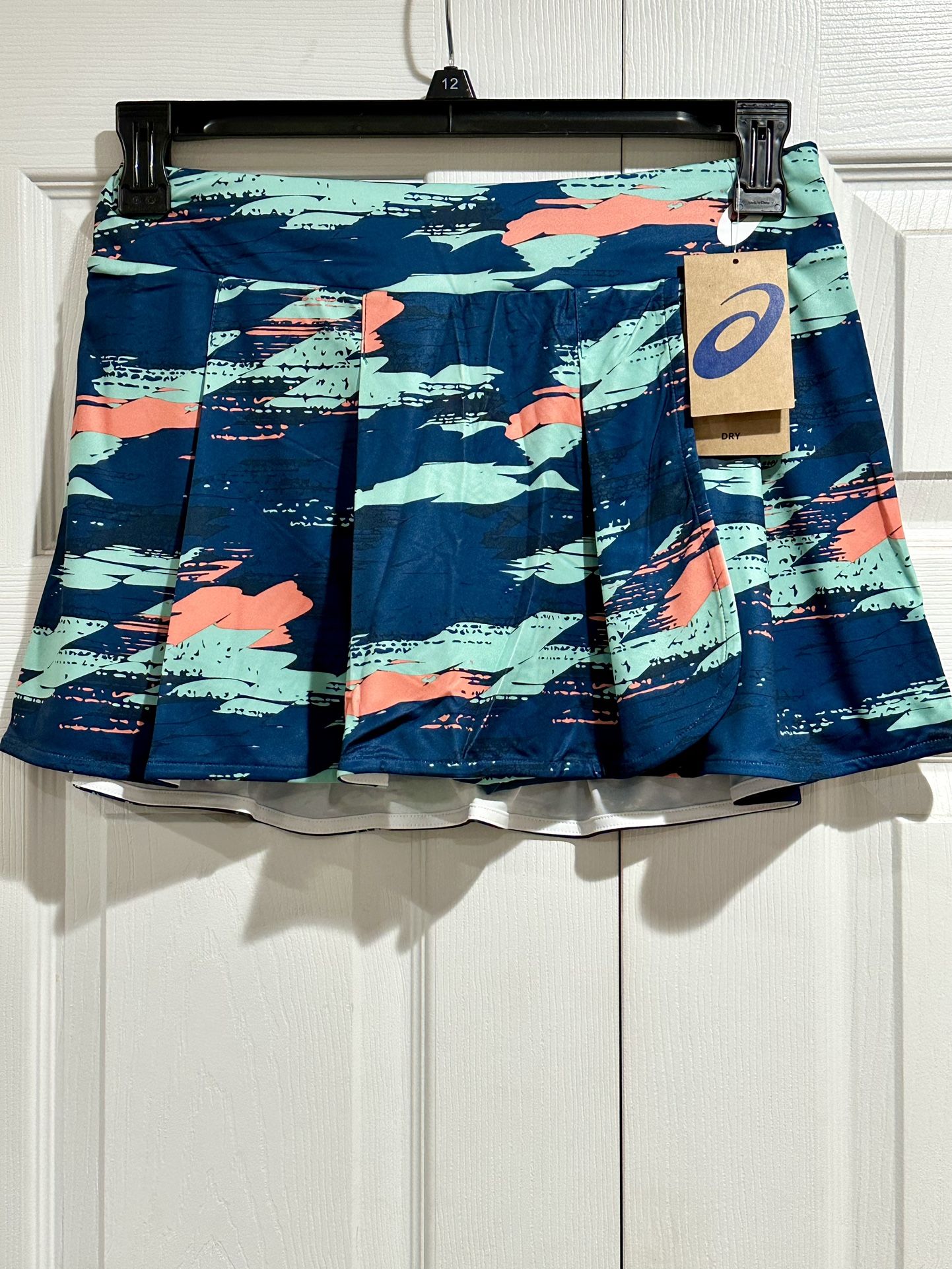 Asics Blue/Coral Print Pleated Tennis Skirt