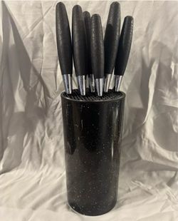 Black Knife Set with Block