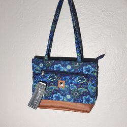 Stone New York Quilted Floral Purse Blue White Tan Handbag NEW Stone Mountain NY
