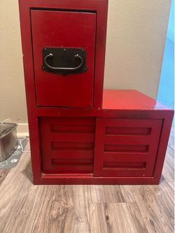 Red stair step storage