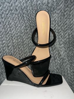 Dream Pairs Black Patent Wedge Sandals
