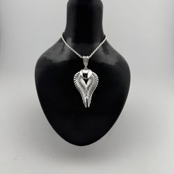 Silver Heart with Wings Pendant Chain