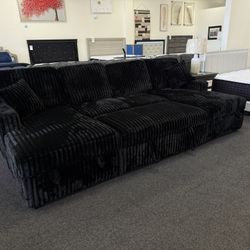 Black Corduroy Sectional Sleeper With Storage Chase 