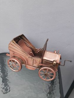 vintage antique brass metal car with music box