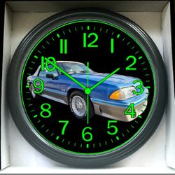 Clock 1987 Mustang GT Convertible Glow in the Dark Wall Clock Garage Shop Wall Clock