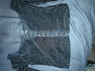 Black Stripped Velvet Crop Top