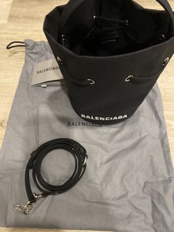 Balenciaga Wheel XS Logo Drawstring Bucket Bag