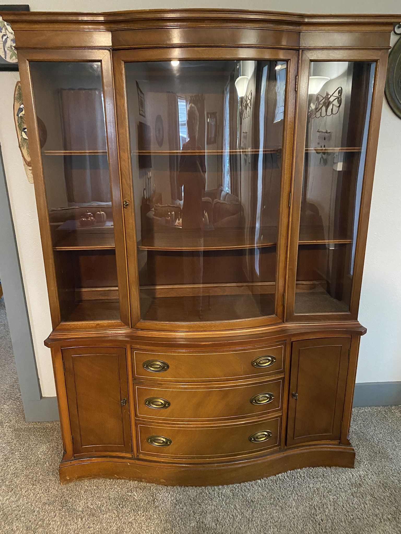 Vintage China Hutch, Mahogany, Built By Bassett