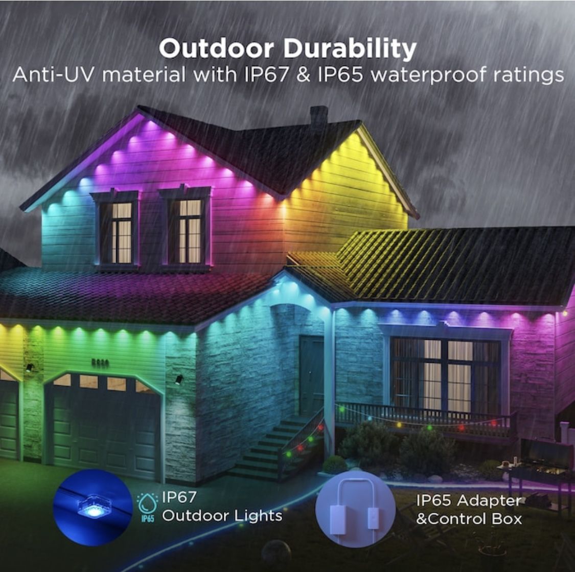 150ft Permanent Outdoor Lights, Smart RGBIC Outdoor Lights