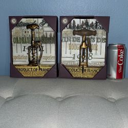 NEW! Pair of Wine 🍷 Cork Screws WALL  ART  PLAQUES DECOR Reg. Price $21.99 Each
