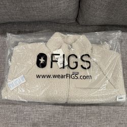 Figs WOMENS On Shift High Pile Fleece Bomber Jacket BONE Color SMALL Size  Brand New