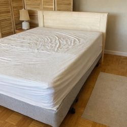 Clean Queen Bed, Box Spring, And Metal Frame