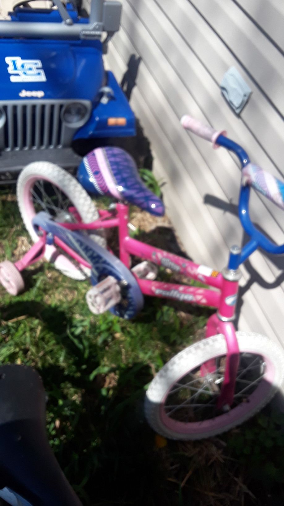 Pink Glider Rellye bike with training wheels