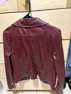 Guess Burgundy Leather Jacket