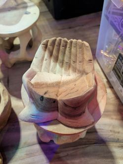 Hand-Carved Wooden Cupped Hands Sculpture