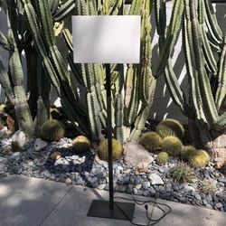 CB2 Metal Base Floor Lamp 57" Like New Off White Rectangular (Silver Lake)