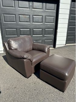 🔥 Palliser Genuine Leather Chair & Ottoman – Real Top-Grain Leather